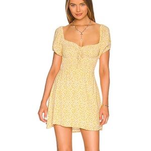 NWT Faithfull the Brand Domenica Mini Dress in Marigold Careyes Floral Yellow 6